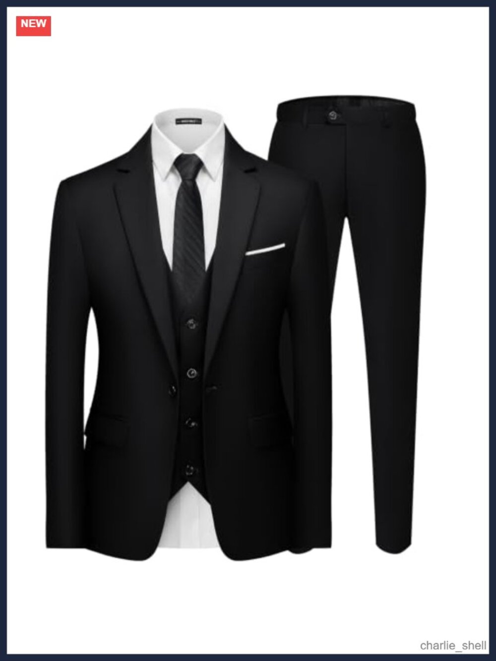 Men's 3 Piece Slim Fit Suit Set One Button Blazer Vest Pants